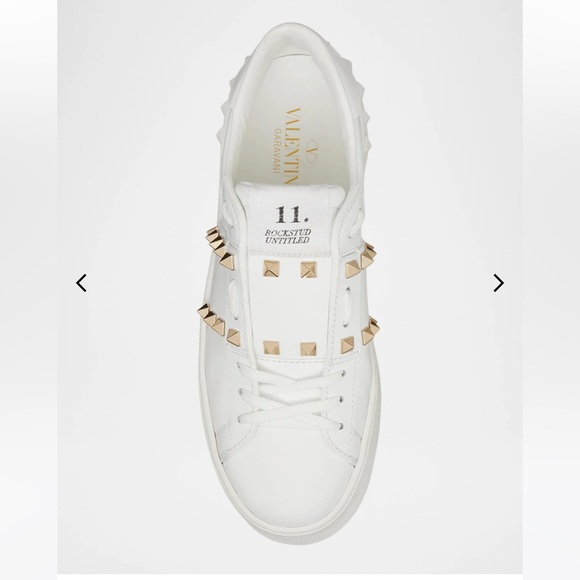 Valentino White and Gold Studded Platform Sneakers